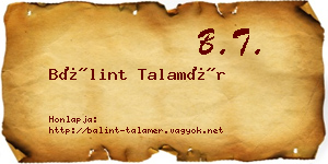 Bálint Talamér névjegykártya
